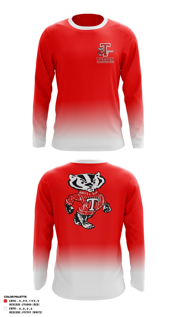 Long Sleeve Performance Shirt, Tucson High Magnet School Tennis, Tennis, Teamtime, Team time, sublimation, custom sports apparel, team uniforms, spirit wear, spiritwear, sports uniforms, custom shirts, team store, custom team store, fundraiser sports, apparel fundraiser