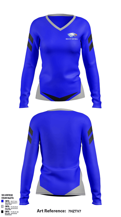 Ness City High School Softball 14268647 Women's Long Sleeve V-neck Shirt - 1