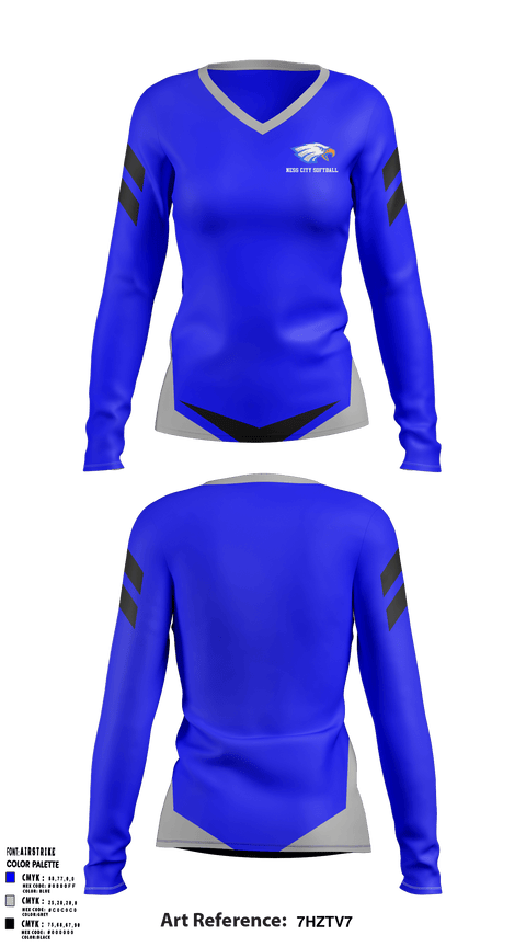 Women's Long Sleeve Vneck Shirt, Ness City High School Softball, Softball, Teamtime, Team time, sublimation, custom sports apparel, team uniforms, spirit wear, spiritwear, sports uniforms, custom shirts, team store, custom team store, fundraiser sports, apparel fundraiser