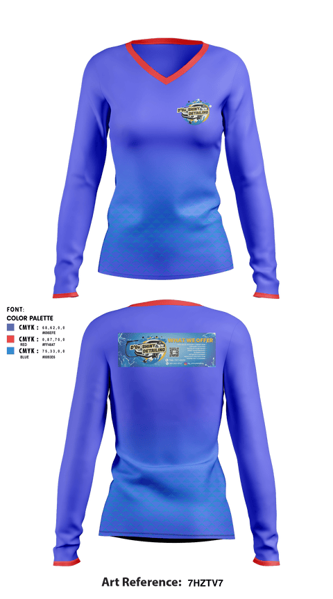 Women's Long Sleeve Vneck Shirt, DG’s SHINY DETAILING LLC, , Teamtime, Team time, sublimation, custom sports apparel, team uniforms, spirit wear, spiritwear, sports uniforms, custom shirts, team store, custom team store, fundraiser sports, apparel fundraiser