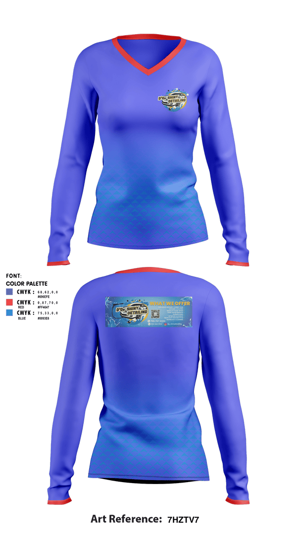 Women's Long Sleeve Vneck Shirt, DG’s SHINY DETAILING LLC, , Teamtime, Team time, sublimation, custom sports apparel, team uniforms, spirit wear, spiritwear, sports uniforms, custom shirts, team store, custom team store, fundraiser sports, apparel fundraiser
