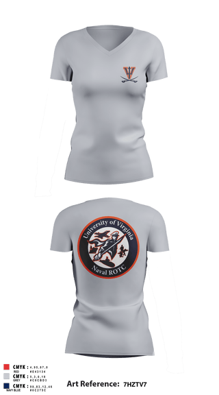 Women's Short Sleeve Vneck Shirt, University of Virginia NROTC, Navy, Teamtime, Team time, sublimation, custom sports apparel, team uniforms, spirit wear, spiritwear, sports uniforms, custom shirts, team store, custom team store, fundraiser sports, apparel fundraiser