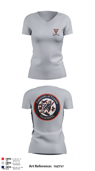University of Virginia NROTC 91641380 Women's Short Sleeve V-neck Shirt - 6