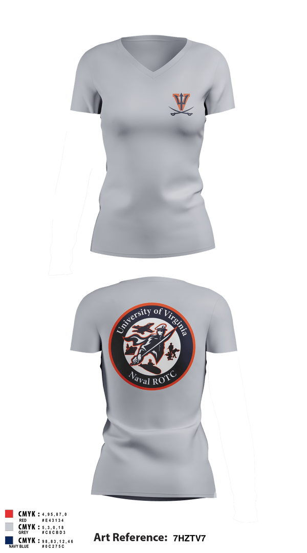 Women's Short Sleeve Vneck Shirt, University of Virginia NROTC, Navy, Teamtime, Team time, sublimation, custom sports apparel, team uniforms, spirit wear, spiritwear, sports uniforms, custom shirts, team store, custom team store, fundraiser sports, apparel fundraiser