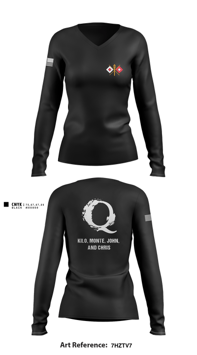 Q’s 95404055 Women's Long Sleeve V-neck Shirt - 1