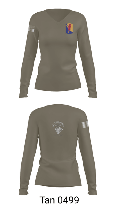 C Co. 1-160 Infantry 40456351 Women's Long Sleeve V-neck Shirt - 41