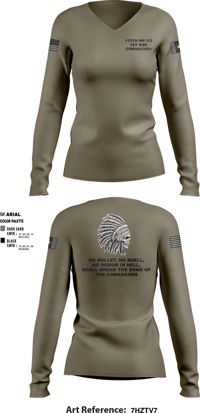 113th MP Company 24456487 Women's Long Sleeve V-neck Shirt - 2