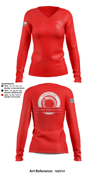 Women's Long Sleeve Vneck Shirt, , Marines, Teamtime, Team time, sublimation, custom sports apparel, team uniforms, spirit wear, spiritwear, sports uniforms, custom shirts, team store, custom team store, fundraiser sports, apparel fundraiser