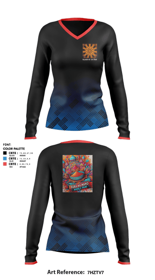 Women's Long Sleeve Vneck Shirt, Kamlesh Art Hut, , Teamtime, Team time, sublimation, custom sports apparel, team uniforms, spirit wear, spiritwear, sports uniforms, custom shirts, team store, custom team store, fundraiser sports, apparel fundraiser