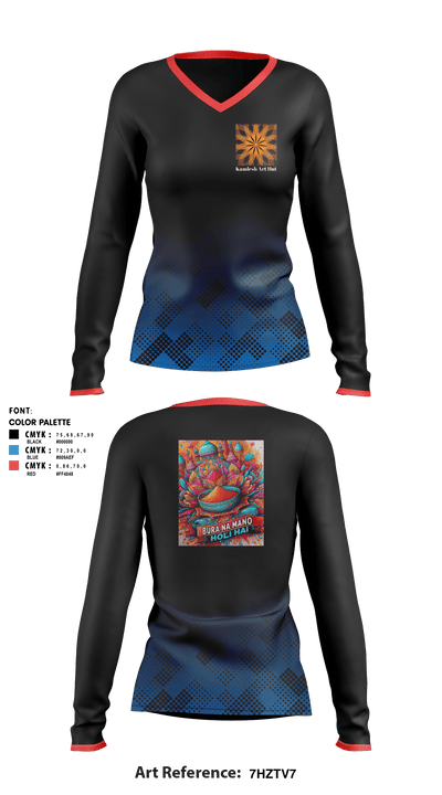 Kamlesh Art Hut 2608676 Women's Long Sleeve V-neck Shirt - 1