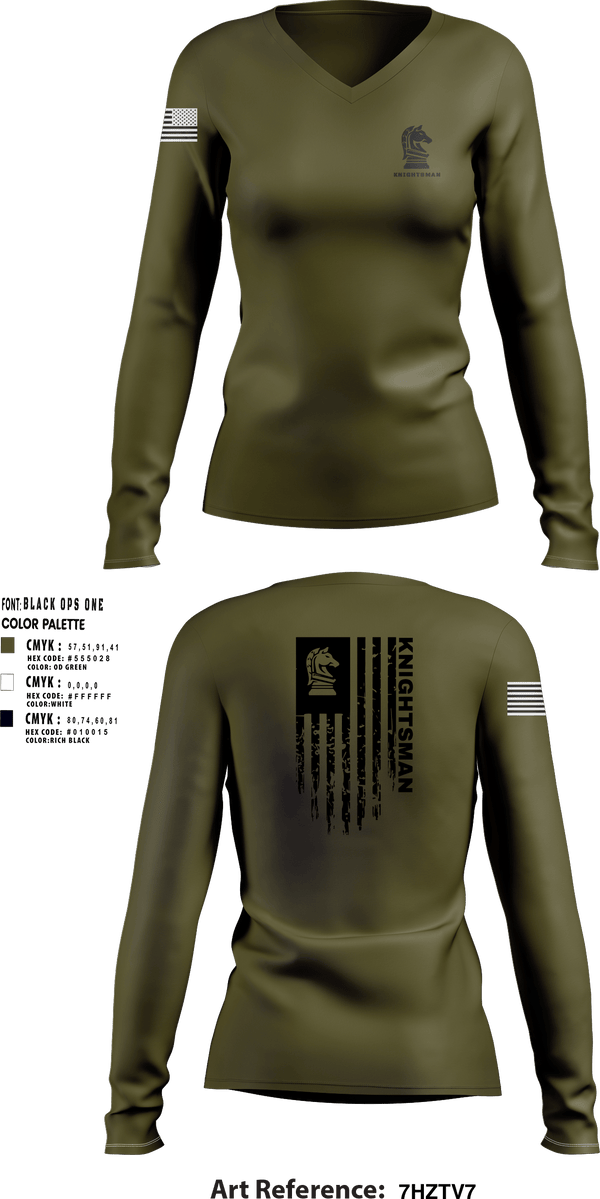 Women's Long Sleeve Vneck Shirt, , Army, Teamtime, Team time, sublimation, custom sports apparel, team uniforms, spirit wear, spiritwear, sports uniforms, custom shirts, team store, custom team store, fundraiser sports, apparel fundraiser