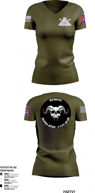 ALPHA BTRY, 2-319th AFAR 68475694 Women's Short Sleeve V-neck Shirt - 1
