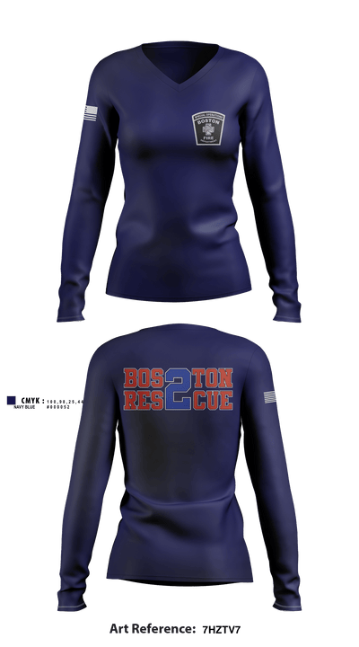 Boston Fire Department 86583184 Women's Long Sleeve V-neck Shirt - 3