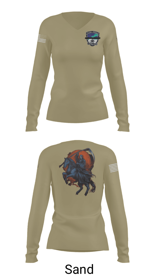 Women's Long Sleeve Vneck Shirt, , Army, Teamtime, Team time, sublimation, custom sports apparel, team uniforms, spirit wear, spiritwear, sports uniforms, custom shirts, team store, custom team store, fundraiser sports, apparel fundraiser