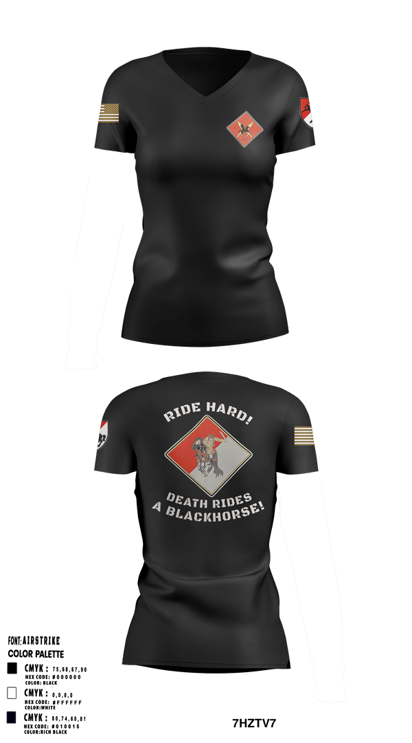 Women's Short Sleeve Vneck Shirt, HHT, 2-11th ACR, Army, Teamtime, Team time, sublimation, custom sports apparel, team uniforms, spirit wear, spiritwear, sports uniforms, custom shirts, team store, custom team store, fundraiser sports, apparel fundraiser