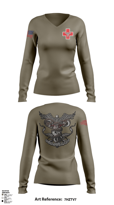 Corpsman 14435090 Women's Long Sleeve V-neck Shirt - 1