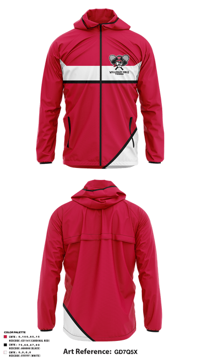 wellesley girls tennis 81368948 Windbreaker - 2