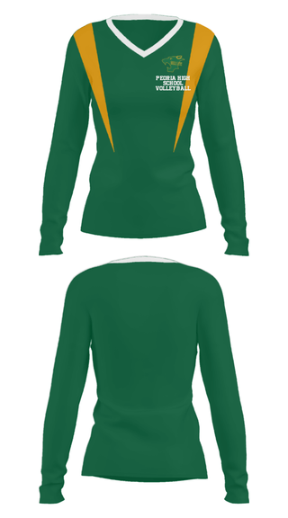 Women's Long Sleeve Vneck Shirt, Peoria High School Volleyball, Men's Volleyball, Teamtime, Team time, sublimation, custom sports apparel, team uniforms, spirit wear, spiritwear, sports uniforms, custom shirts, team store, custom team store, fundraiser sports, apparel fundraiser