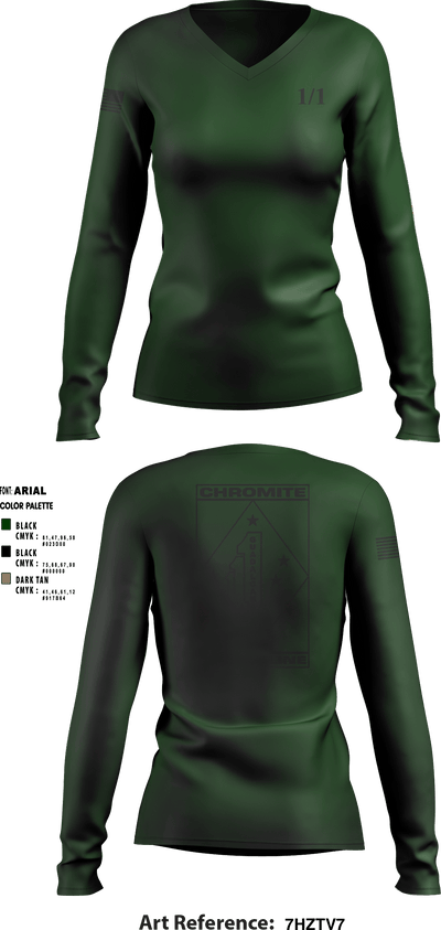 CHROMITE 96964112 Women's Long Sleeve V-neck Shirt - 1