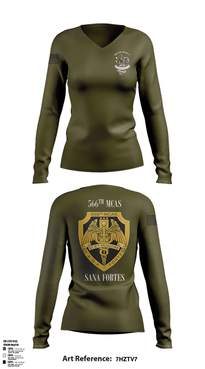 566th MCAS- Army 77440363 Women's Long Sleeve V-neck Shirt - 59