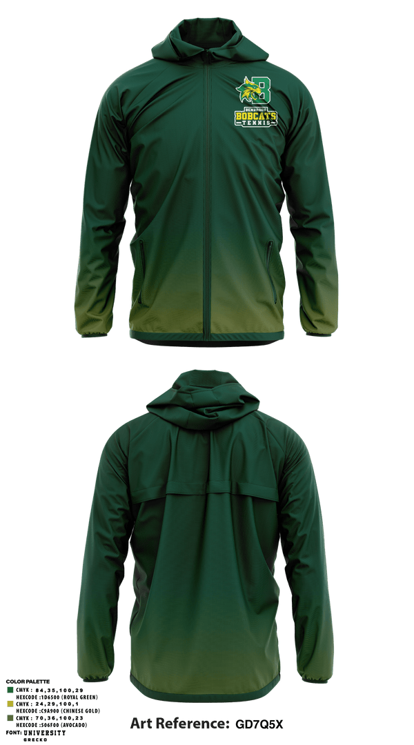 Windbreaker, Bobcat Tennis, Tennis, Teamtime, Team time, sublimation, custom sports apparel, team uniforms, spirit wear, spiritwear, sports uniforms, custom shirts, team store, custom team store, fundraiser sports, apparel fundraiser