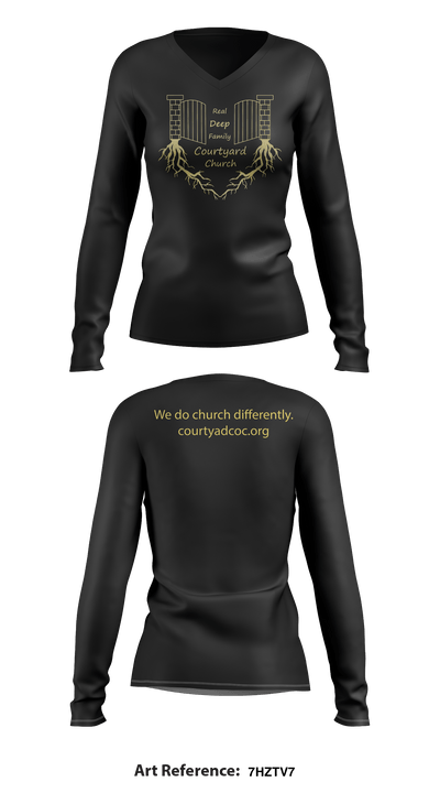 Courtyard Chuch 37286717 Women's Long Sleeve V-neck Shirt - 35