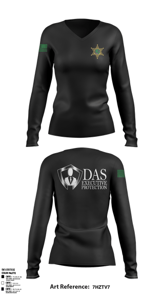Women's Long Sleeve Vneck Shirt, DAS EXECUTIVE PROTECTION LLCDAS EXECUTIVE PROTECTION LLC, , Teamtime, Team time, sublimation, custom sports apparel, team uniforms, spirit wear, spiritwear, sports uniforms, custom shirts, team store, custom team store, fundraiser sports, apparel fundraiser