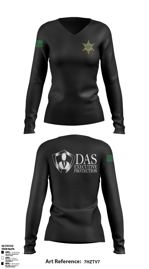 Women's Long Sleeve Vneck Shirt, DAS EXECUTIVE PROTECTION LLCDAS EXECUTIVE PROTECTION LLC, , Teamtime, Team time, sublimation, custom sports apparel, team uniforms, spirit wear, spiritwear, sports uniforms, custom shirts, team store, custom team store, fundraiser sports, apparel fundraiser