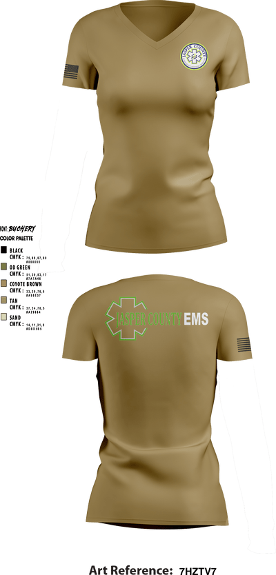 Jasper County EMS 69252235 Women's Short Sleeve V-neck Shirt - 3