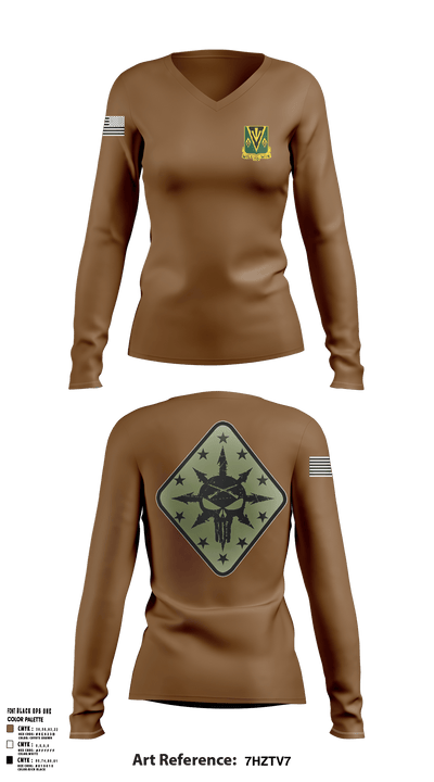 C Co 1-635th AR 23122236 Women's Long Sleeve V-neck Shirt - 4