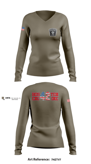 Women's Long Sleeve Vneck Shirt, Boston Fire Department Engine-42, , Teamtime, Team time, sublimation, custom sports apparel, team uniforms, spirit wear, spiritwear, sports uniforms, custom shirts, team store, custom team store, fundraiser sports, apparel fundraiser