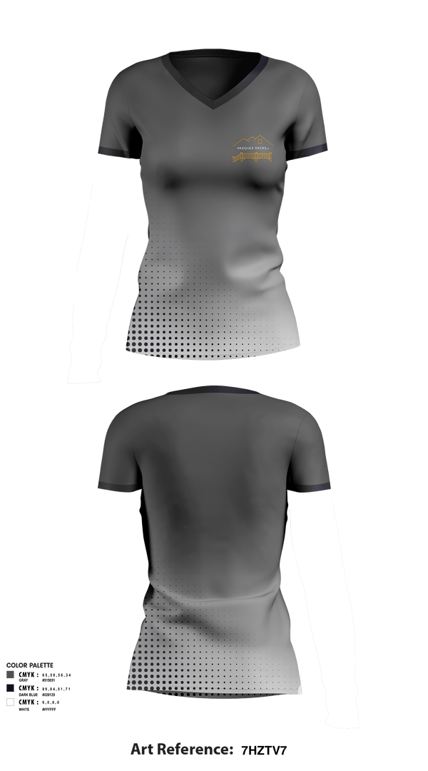 Women's Short Sleeve Vneck Shirt, Vazquez Decks LLC, , Teamtime, Team time, sublimation, custom sports apparel, team uniforms, spirit wear, spiritwear, sports uniforms, custom shirts, team store, custom team store, fundraiser sports, apparel fundraiser