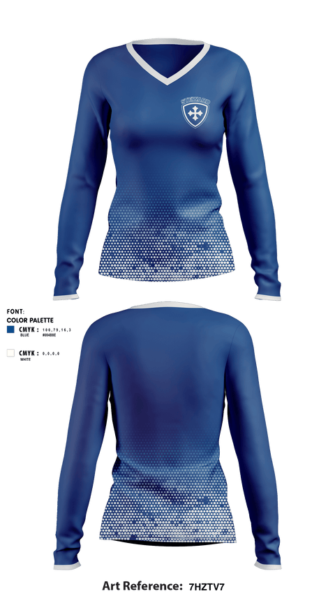 Women's Long Sleeve Vneck Shirt, The Steward School, Spirit Store, Teamtime, Team time, sublimation, custom sports apparel, team uniforms, spirit wear, spiritwear, sports uniforms, custom shirts, team store, custom team store, fundraiser sports, apparel fundraiser