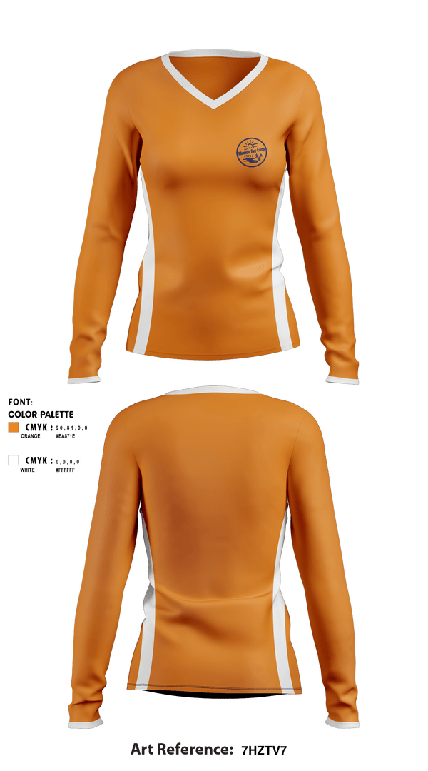 Women's Long Sleeve Vneck Shirt, Mosholu Day Camp, Spirit Store, Teamtime, Team time, sublimation, custom sports apparel, team uniforms, spirit wear, spiritwear, sports uniforms, custom shirts, team store, custom team store, fundraiser sports, apparel fundraiser