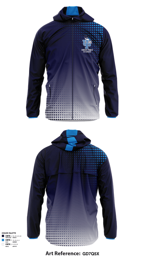 Windbreaker, Union Pines High School Swimming, Swimming, Teamtime, Team time, sublimation, custom sports apparel, team uniforms, spirit wear, spiritwear, sports uniforms, custom shirts, team store, custom team store, fundraiser sports, apparel fundraiser