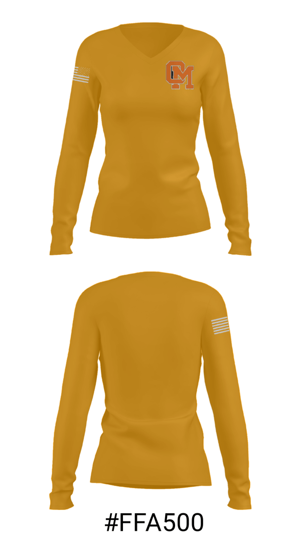 Women's Long Sleeve Vneck Shirt, Oakland Mills High School Basketball, Women's Basketball, Teamtime, Team time, sublimation, custom sports apparel, team uniforms, spirit wear, spiritwear, sports uniforms, custom shirts, team store, custom team store, fundraiser sports, apparel fundraiser