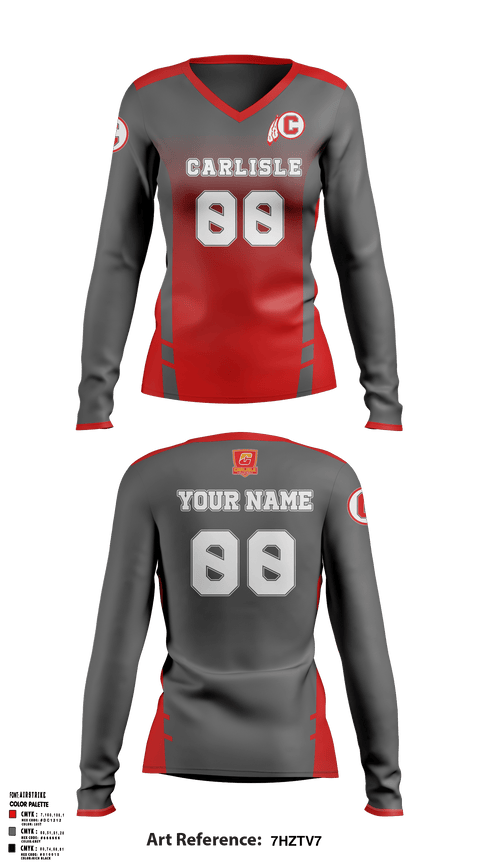Women's Long Sleeve Vneck Shirt, Carlisle Senior High School Volleyball, Women's Volleyball, Teamtime, Team time, sublimation, custom sports apparel, team uniforms, spirit wear, spiritwear, sports uniforms, custom shirts, team store, custom team store, fundraiser sports, apparel fundraiser