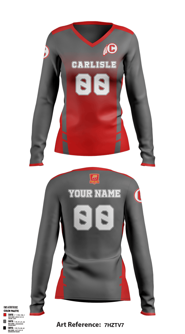 Women's Long Sleeve Vneck Shirt, Carlisle Senior High School Volleyball, Women's Volleyball, Teamtime, Team time, sublimation, custom sports apparel, team uniforms, spirit wear, spiritwear, sports uniforms, custom shirts, team store, custom team store, fundraiser sports, apparel fundraiser