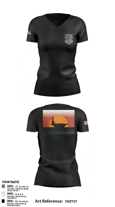 USS Retirement 63512088 Women's Short Sleeve V-neck Shirt - 3