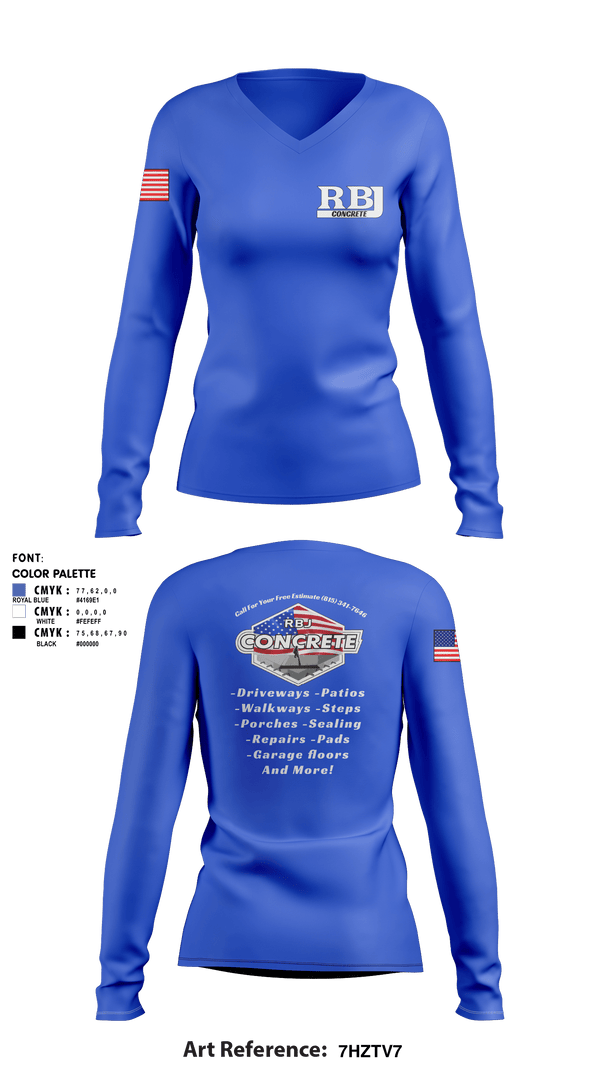 Women's Long Sleeve Vneck Shirt, RBJ Concrete, , Teamtime, Team time, sublimation, custom sports apparel, team uniforms, spirit wear, spiritwear, sports uniforms, custom shirts, team store, custom team store, fundraiser sports, apparel fundraiser