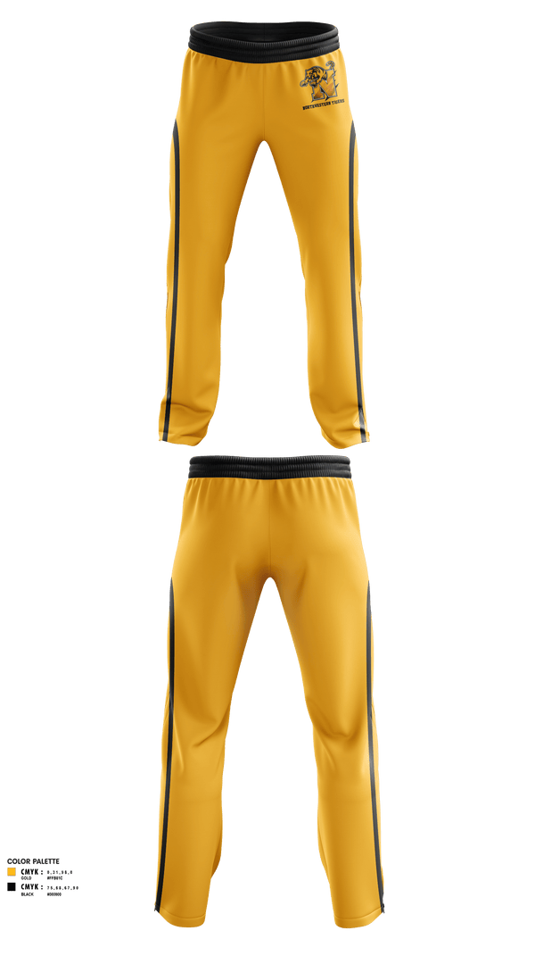 Sweatpants, Northwestern Tigers, Football, Teamtime, Team time, sublimation, custom sports apparel, team uniforms, spirit wear, spiritwear, sports uniforms, custom shirts, team store, custom team store, fundraiser sports, apparel fundraiser