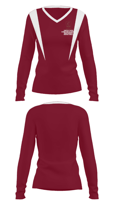 United Faith Christian Academy High School Basketball 55676050 Women's Long Sleeve V-neck Shirt - 29