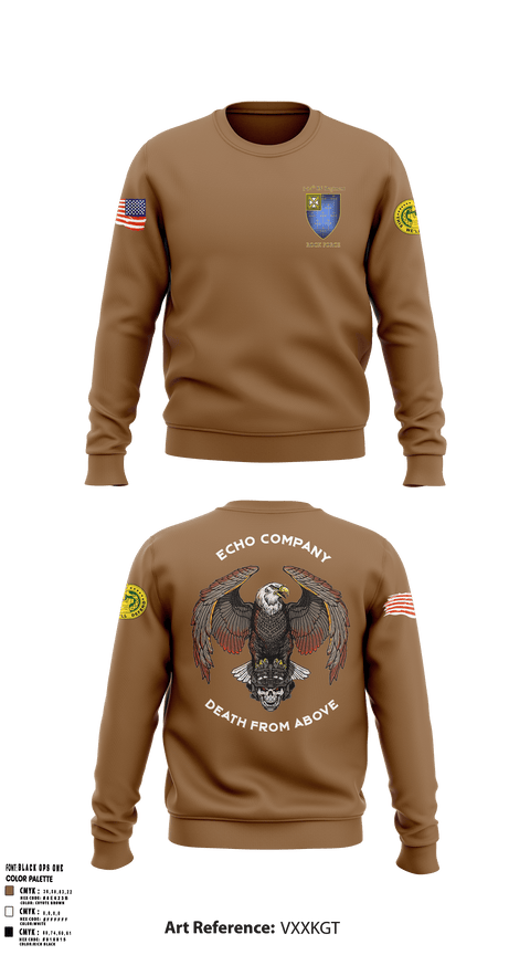 Crew Neck Sweatshirt, E Co 3-34 IN REG “Death from above”, Army, Teamtime, Team time, sublimation, custom sports apparel, team uniforms, spirit wear, spiritwear, sports uniforms, custom shirts, team store, custom team store, fundraiser sports, apparel fundraiser
