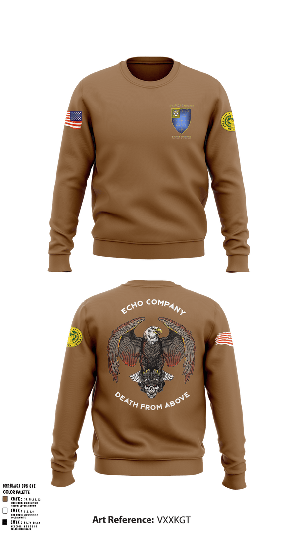 Crew Neck Sweatshirt, E Co 3-34 IN REG “Death from above”, Army, Teamtime, Team time, sublimation, custom sports apparel, team uniforms, spirit wear, spiritwear, sports uniforms, custom shirts, team store, custom team store, fundraiser sports, apparel fundraiser
