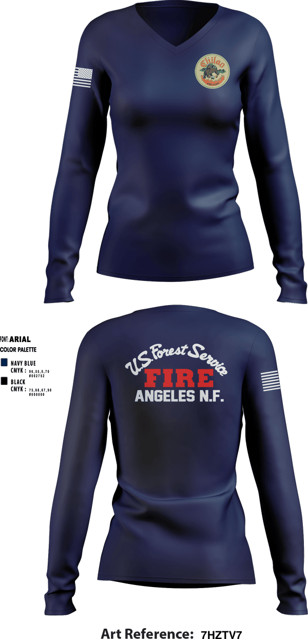 Women's Long Sleeve Vneck Shirt, Chilao fire camp, Fire Department, Teamtime, Team time, sublimation, custom sports apparel, team uniforms, spirit wear, spiritwear, sports uniforms, custom shirts, team store, custom team store, fundraiser sports, apparel fundraiser