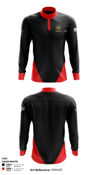 Quarter Zip Jacket, Turn It Up MMA, Wrestling, Teamtime, Team time, sublimation, custom sports apparel, team uniforms, spirit wear, spiritwear, sports uniforms, custom shirts, team store, custom team store, fundraiser sports, apparel fundraiser