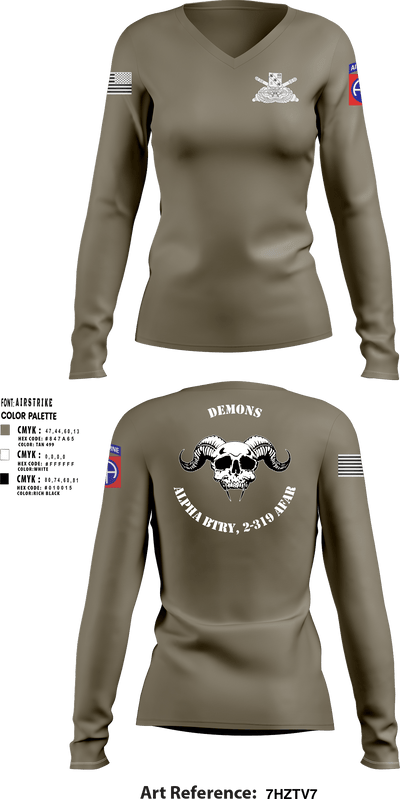 ALPHA BTRY, 2-319th AFAR 68475694 Women's Long Sleeve V-neck Shirt - 3