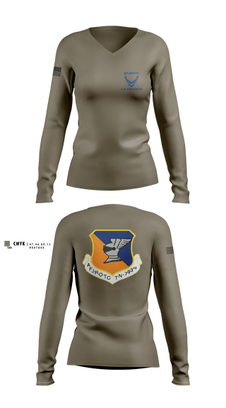 Women's Long Sleeve Vneck Shirt, WBHS AFJROTC, Air Force, Teamtime, Team time, sublimation, custom sports apparel, team uniforms, spirit wear, spiritwear, sports uniforms, custom shirts, team store, custom team store, fundraiser sports, apparel fundraiser