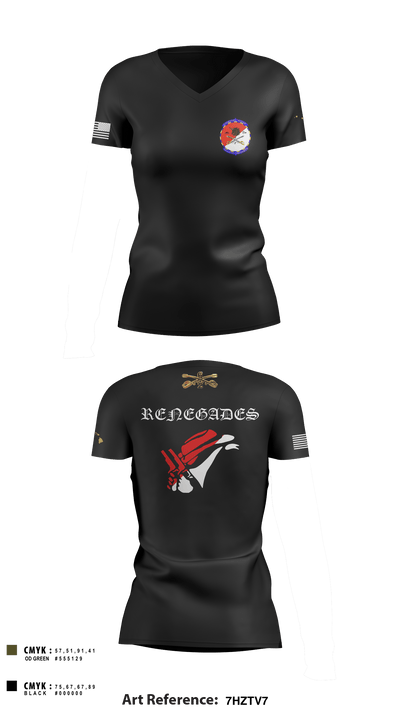 Renegades 84834398 Women's Short Sleeve V-neck Shirt - 2