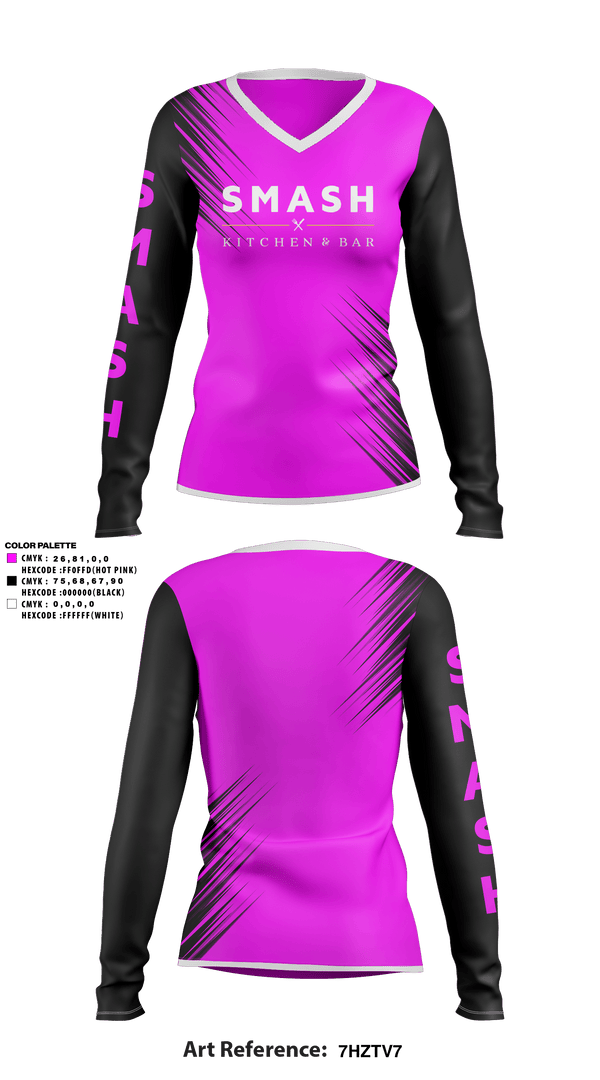 Women's Long Sleeve Vneck Shirt, SMASH, Softball, Teamtime, Team time, sublimation, custom sports apparel, team uniforms, spirit wear, spiritwear, sports uniforms, custom shirts, team store, custom team store, fundraiser sports, apparel fundraiser